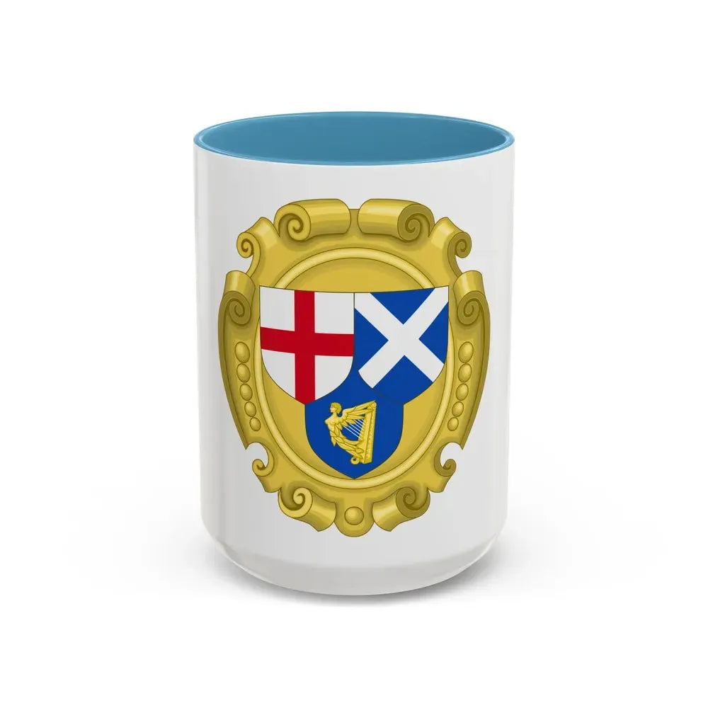 Coat of Arms of the Commonwealth of England, Scotland and Ireland - Accent Coffee Mug 15oz Light Blue - Go Mug Yourself