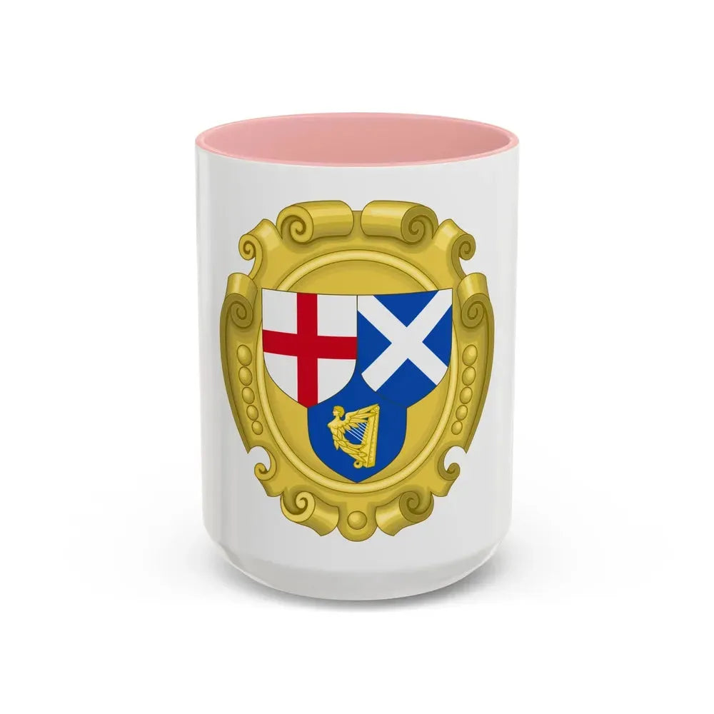 Coat of Arms of the Commonwealth of England, Scotland and Ireland - Accent Coffee Mug 15oz Pink - Go Mug Yourself