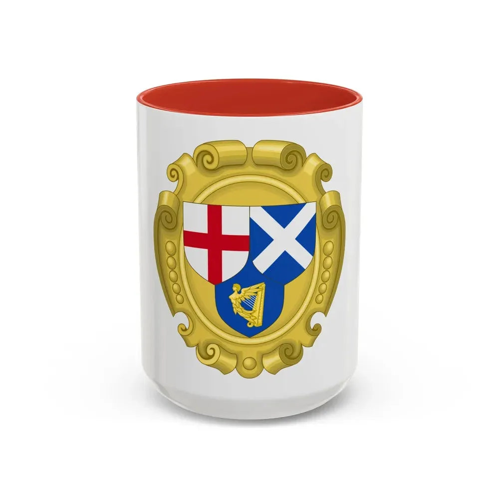 Coat of Arms of the Commonwealth of England, Scotland and Ireland - Accent Coffee Mug 15oz Red - Go Mug Yourself