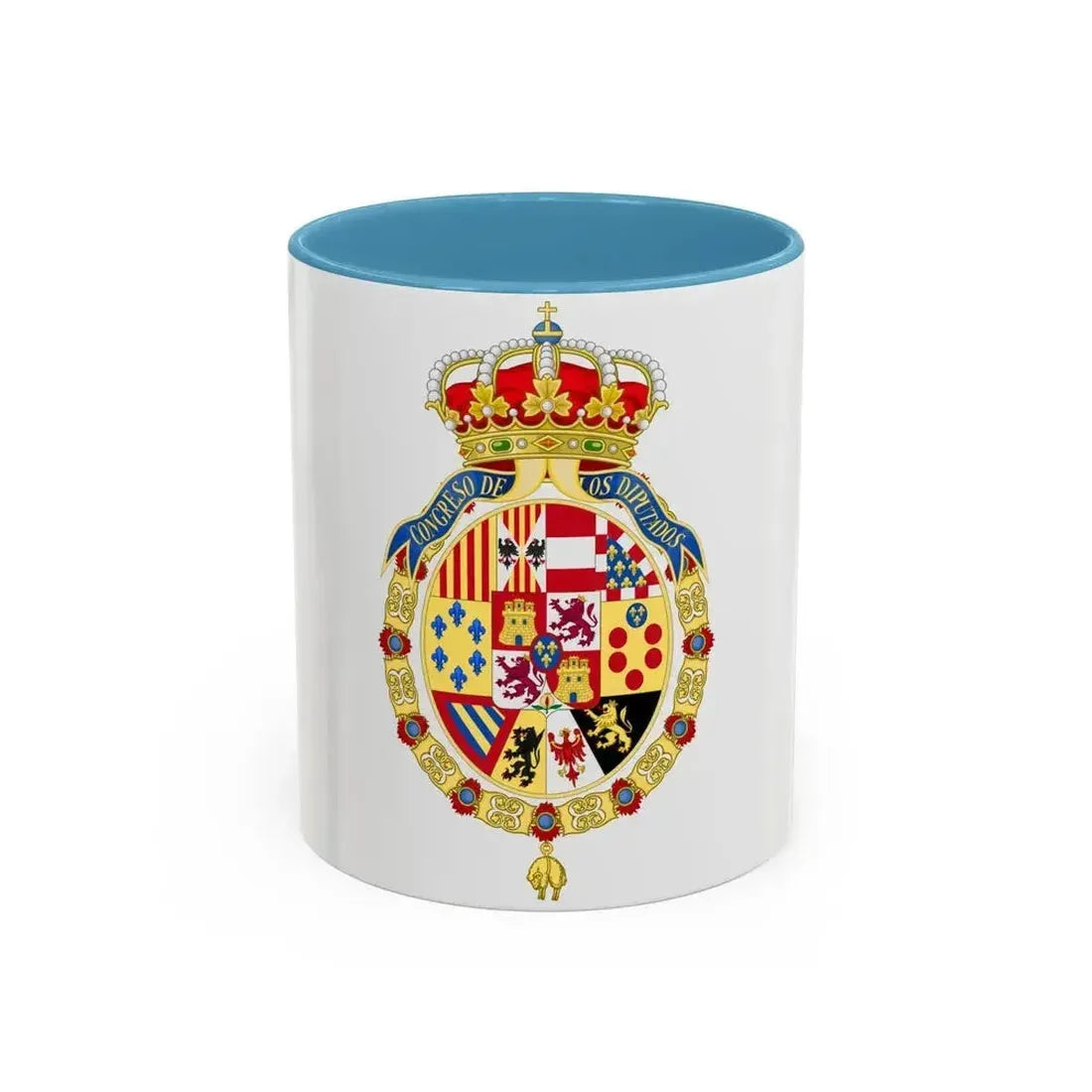 Coat of Arms of the Congress of Spain - Accent Coffee Mug 11oz Light Blue - Go Mug Yourself
