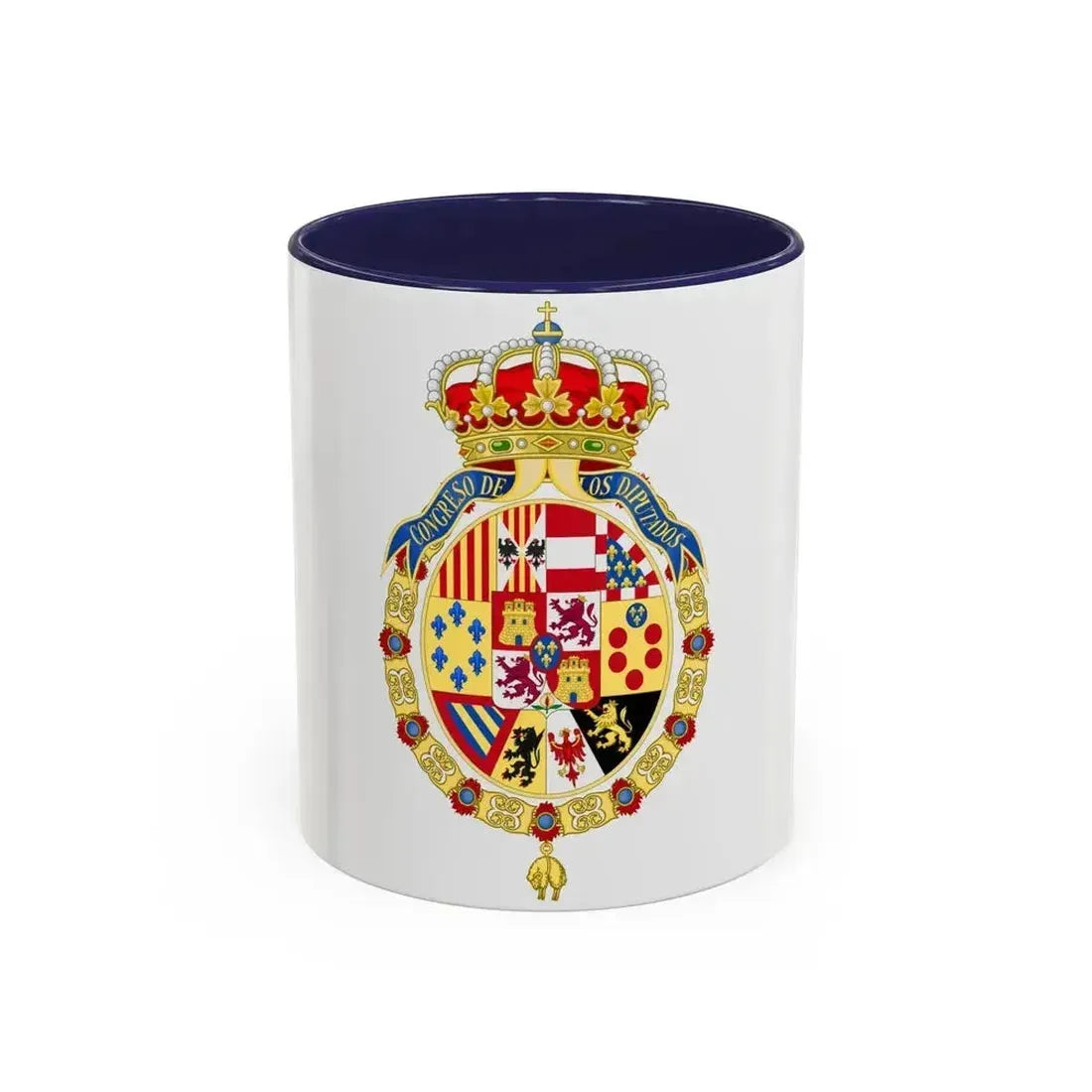 Coat of Arms of the Congress of Spain - Accent Coffee Mug 11oz Navy - Go Mug Yourself
