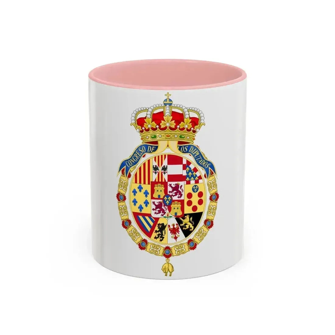 Coat of Arms of the Congress of Spain - Accent Coffee Mug 11oz Pink - Go Mug Yourself