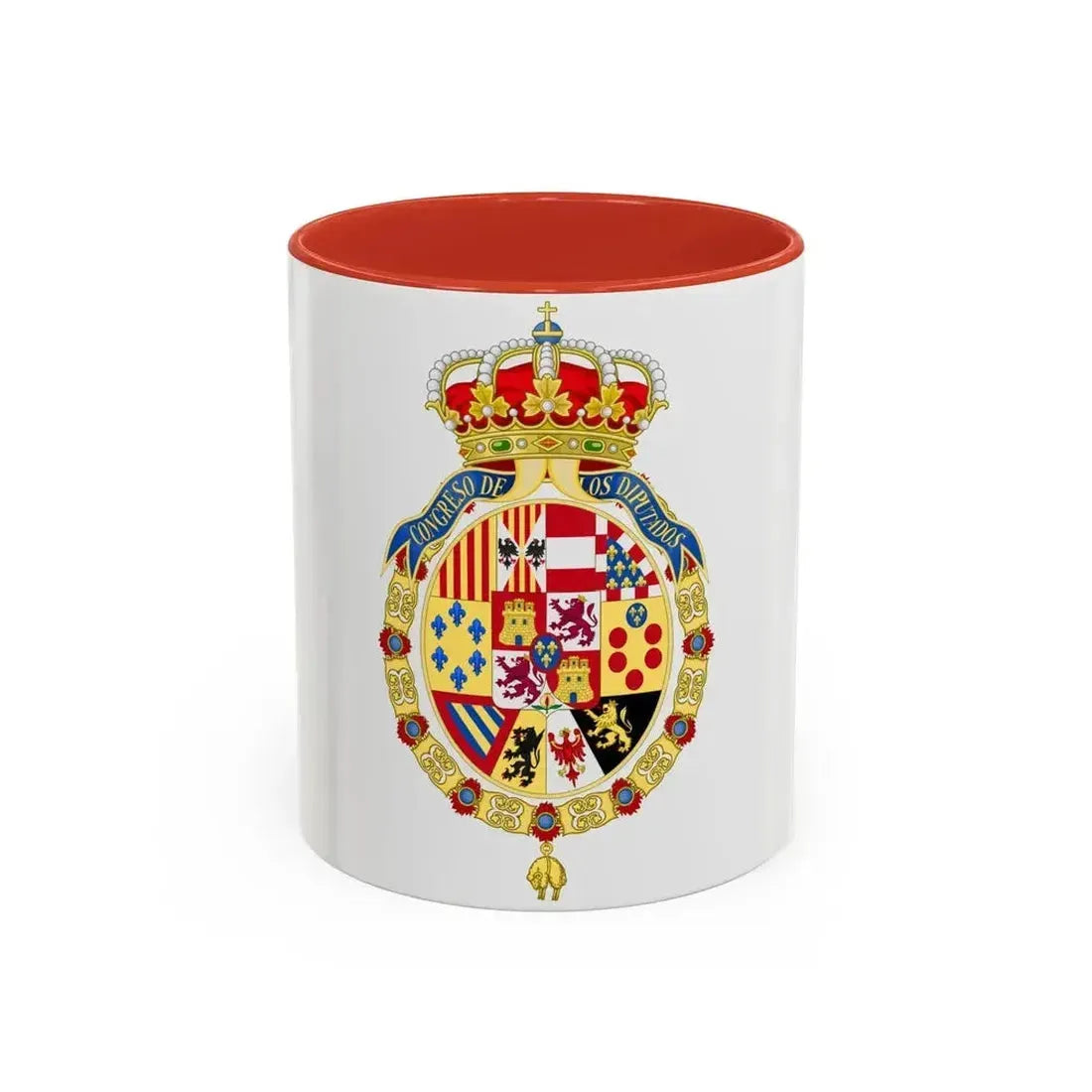Coat of Arms of the Congress of Spain - Accent Coffee Mug 11oz Red - Go Mug Yourself
