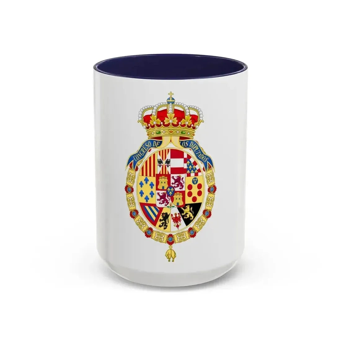 Coat of Arms of the Congress of Spain - Accent Coffee Mug 15oz Navy - Go Mug Yourself