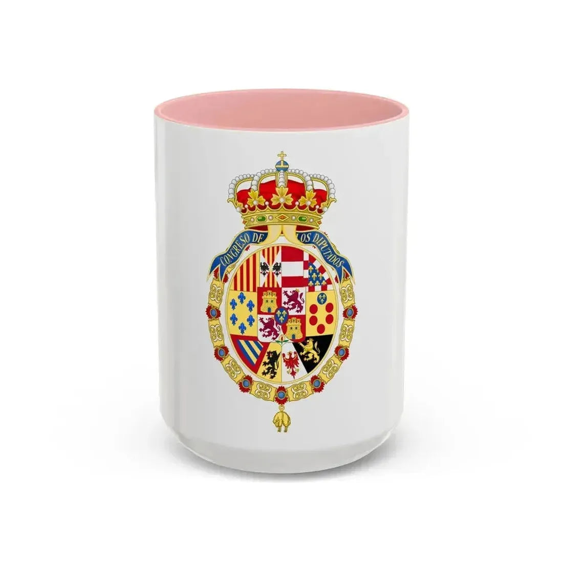 Coat of Arms of the Congress of Spain - Accent Coffee Mug 15oz Pink - Go Mug Yourself