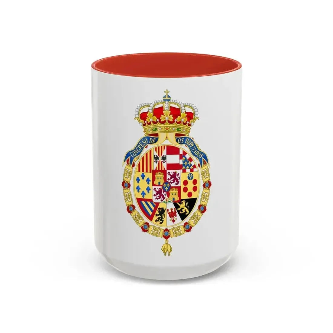 Coat of Arms of the Congress of Spain - Accent Coffee Mug 15oz Red - Go Mug Yourself