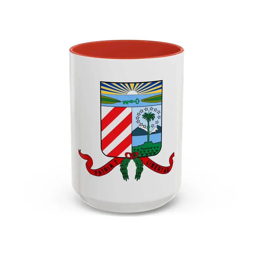 Coat of arms of the Cuban Filibuster Movement - Accent Coffee Mug 15oz Red - Go Mug Yourself