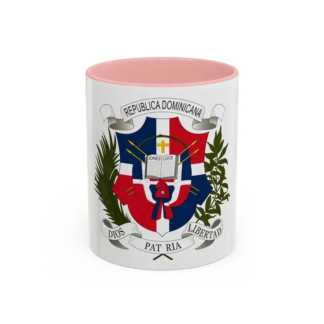 Coat of arms of the Dominican Republic (1860) - Accent Coffee Mug 11oz Pink - Go Mug Yourself