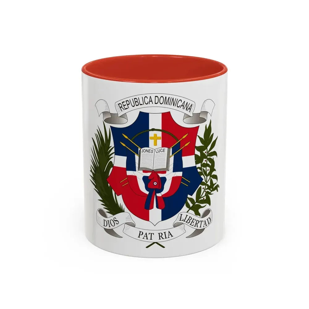 Coat of arms of the Dominican Republic (1860) - Accent Coffee Mug 11oz Red - Go Mug Yourself