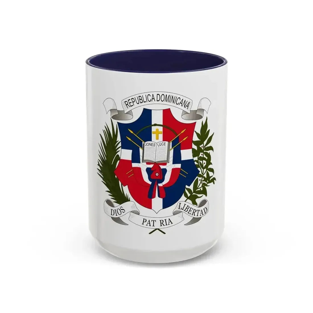 Coat of arms of the Dominican Republic (1860) - Accent Coffee Mug 15oz Navy - Go Mug Yourself