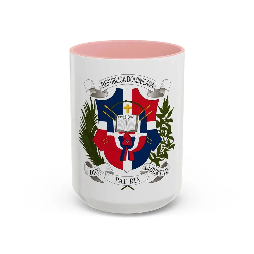 Coat of arms of the Dominican Republic (1860) - Accent Coffee Mug 15oz Pink - Go Mug Yourself