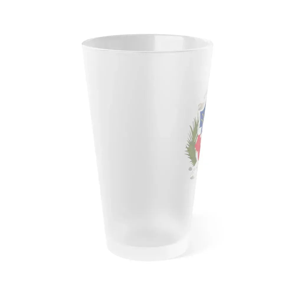 Coat of arms of the Dominican Republic (1860) - Frosted Pint Glass 16oz - Go Mug Yourself