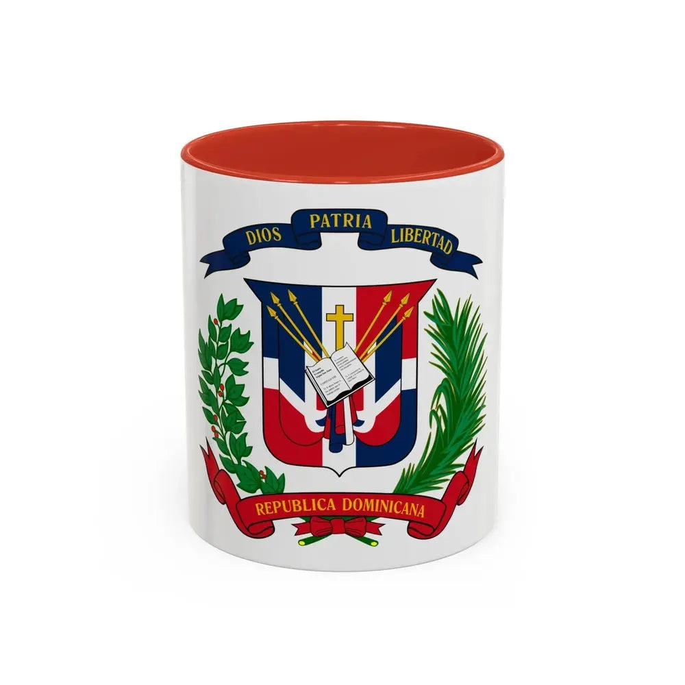 Coat of arms of the Dominican Republic - Accent Coffee Mug 11oz Red - Go Mug Yourself