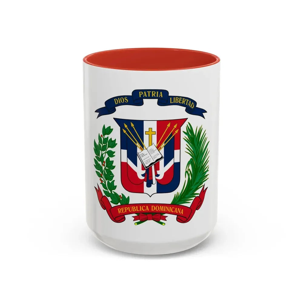 Coat of arms of the Dominican Republic - Accent Coffee Mug 15oz Red - Go Mug Yourself
