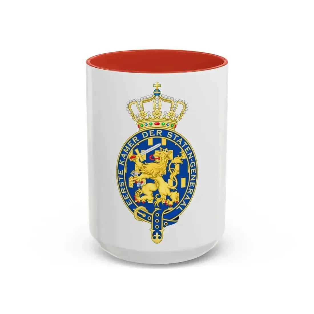 Coat of arms of the Eerste Kamer - Accent Coffee Mug 15oz Red - Go Mug Yourself