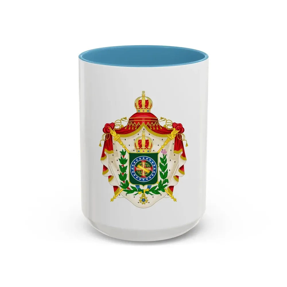Coat of arms of the Empire of Brazil - Accent Coffee Mug 15oz Light Blue - Go Mug Yourself