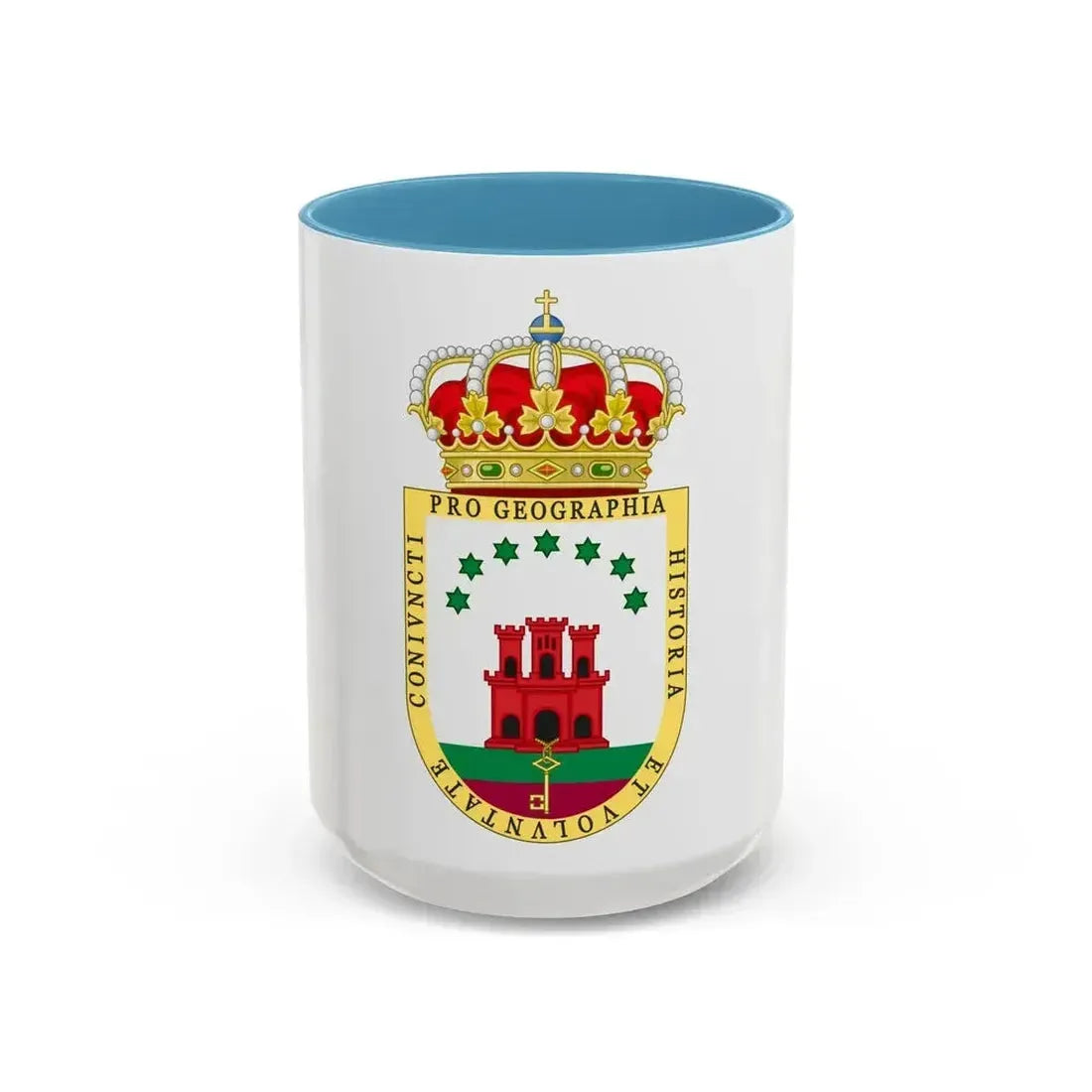 Coat of Arms of the Gibraltar Countryside Commonwealth - Accent Coffee Mug 15oz Light Blue - Go Mug Yourself