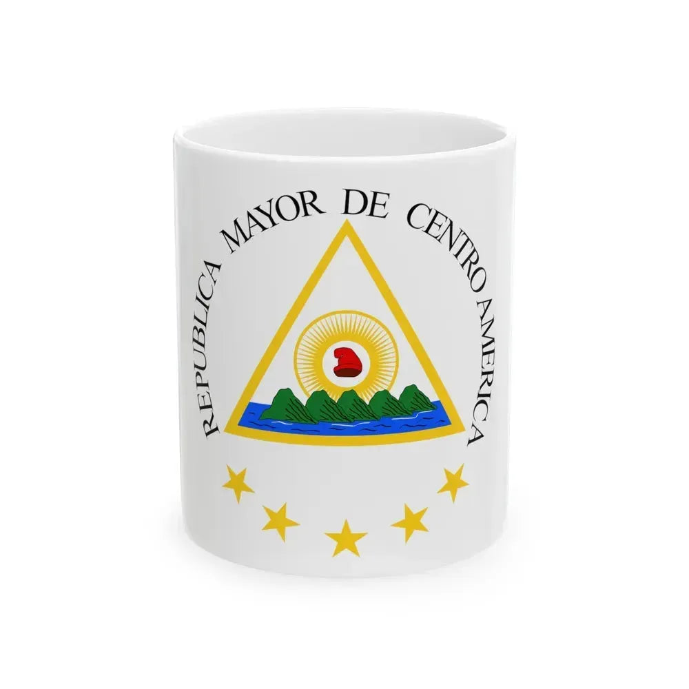 Coat of arms of the Greater Republic of Central America (1898) - White Coffee Mug 11oz - Go Mug Yourself