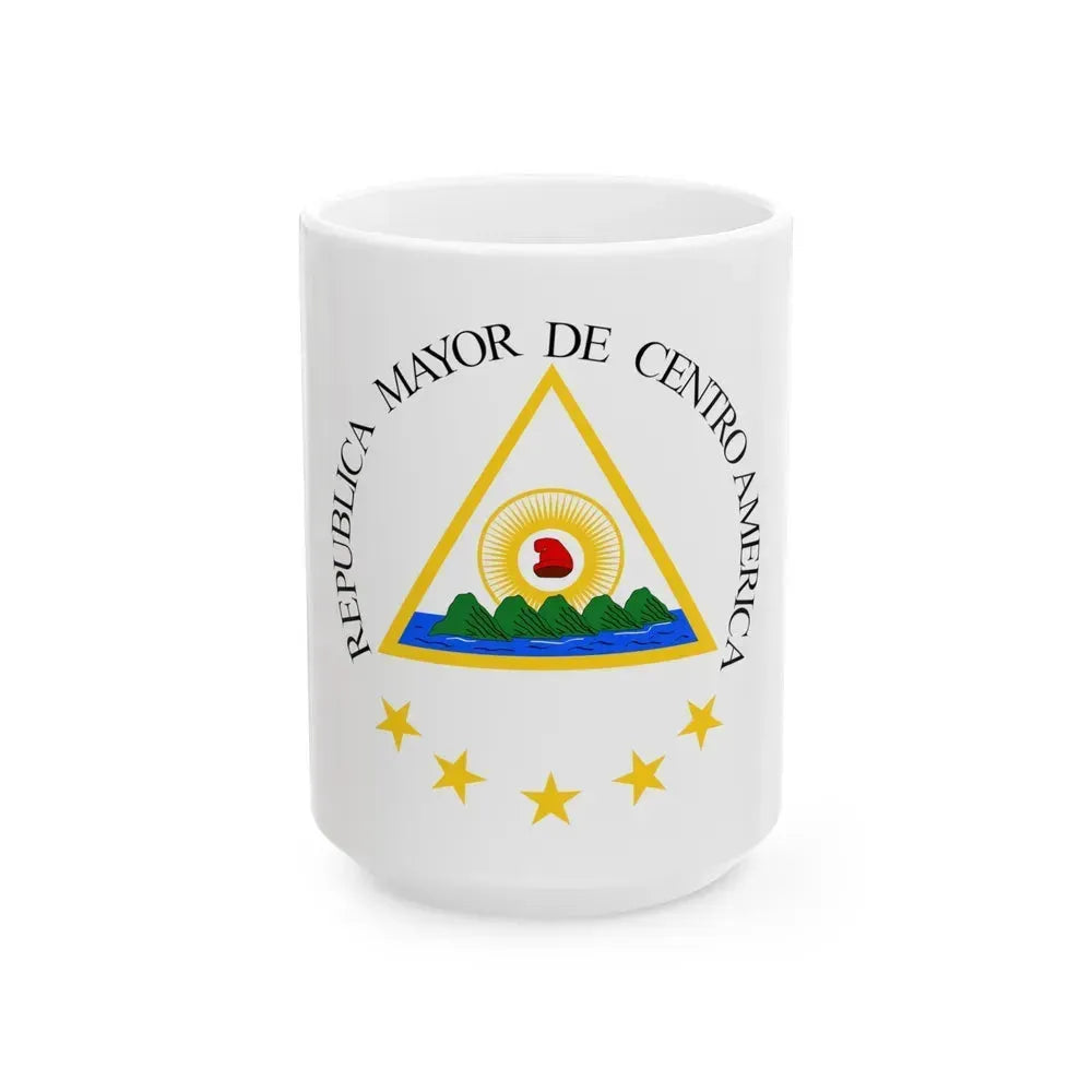 Coat of arms of the Greater Republic of Central America (1898) - White Coffee Mug 15oz - Go Mug Yourself