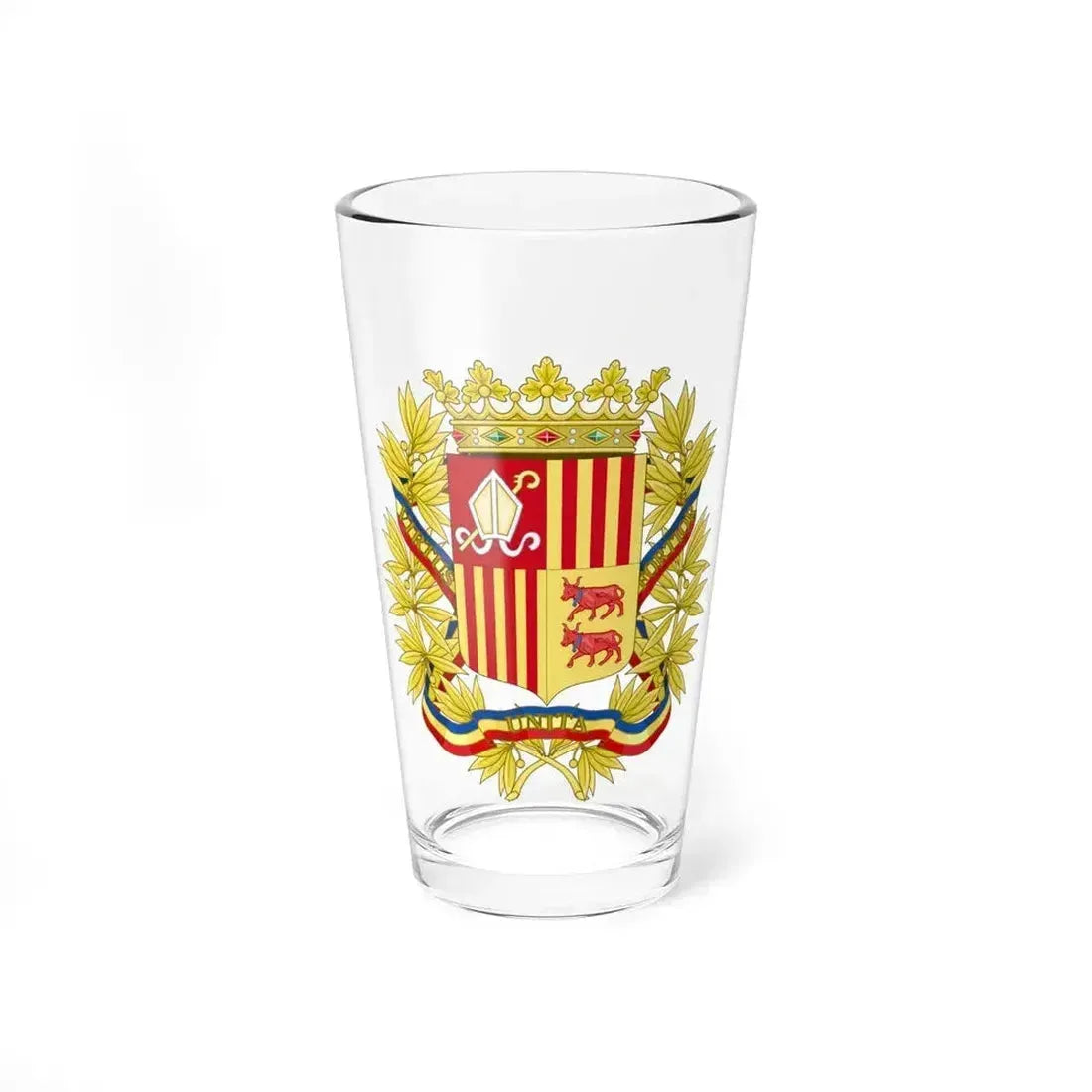 Coat of Arms of the high authorities of Andorra - Pint Glass 16oz 16oz - Go Mug Yourself