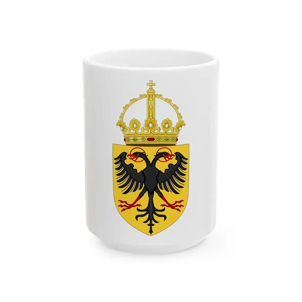 Coat of Arms of the Holy Roman Emperor (1433-1450) - White Coffee Mug 15oz - Go Mug Yourself