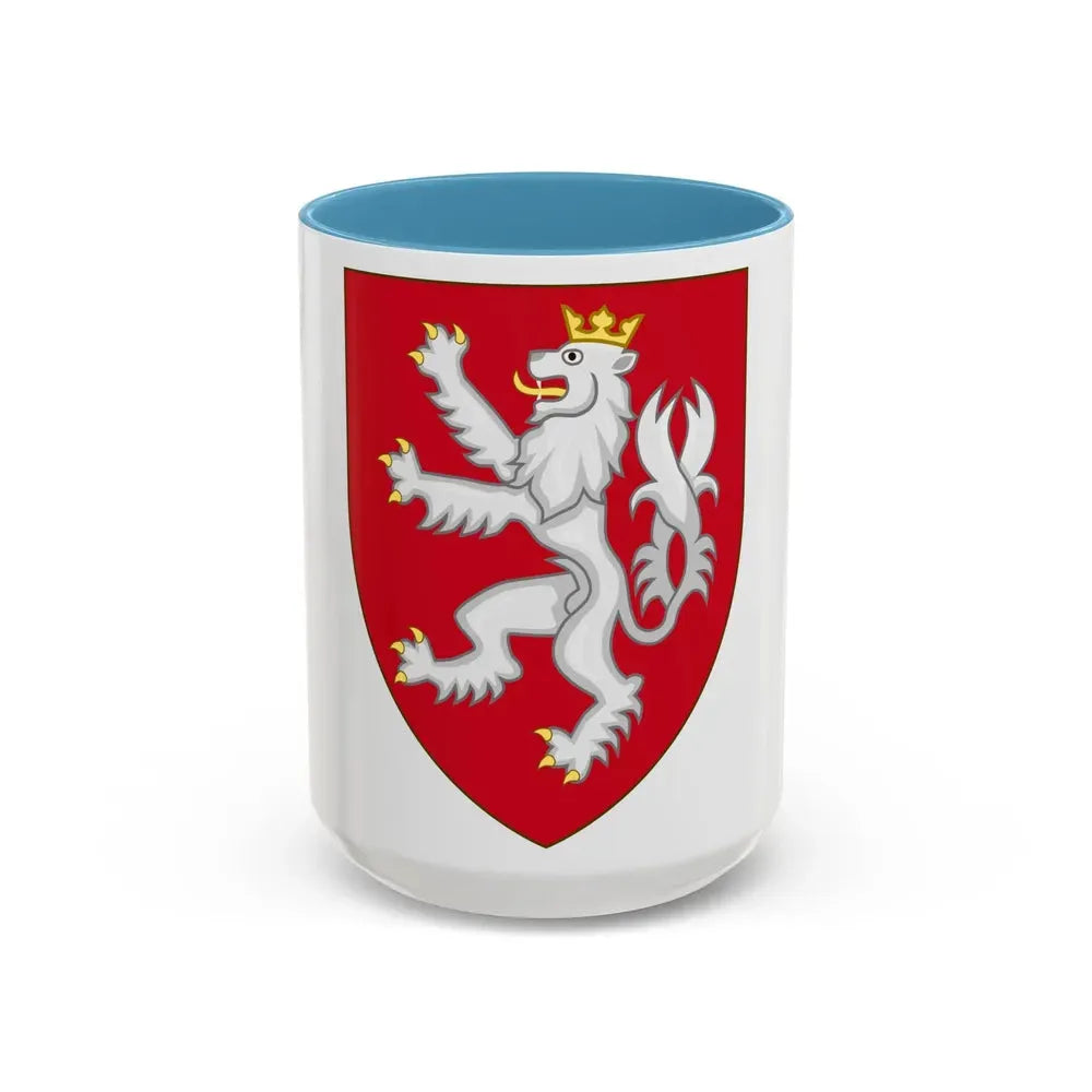 Coat of arms of the House of Luxembourg-Bohemia - Accent Coffee Mug 15oz Light Blue - Go Mug Yourself