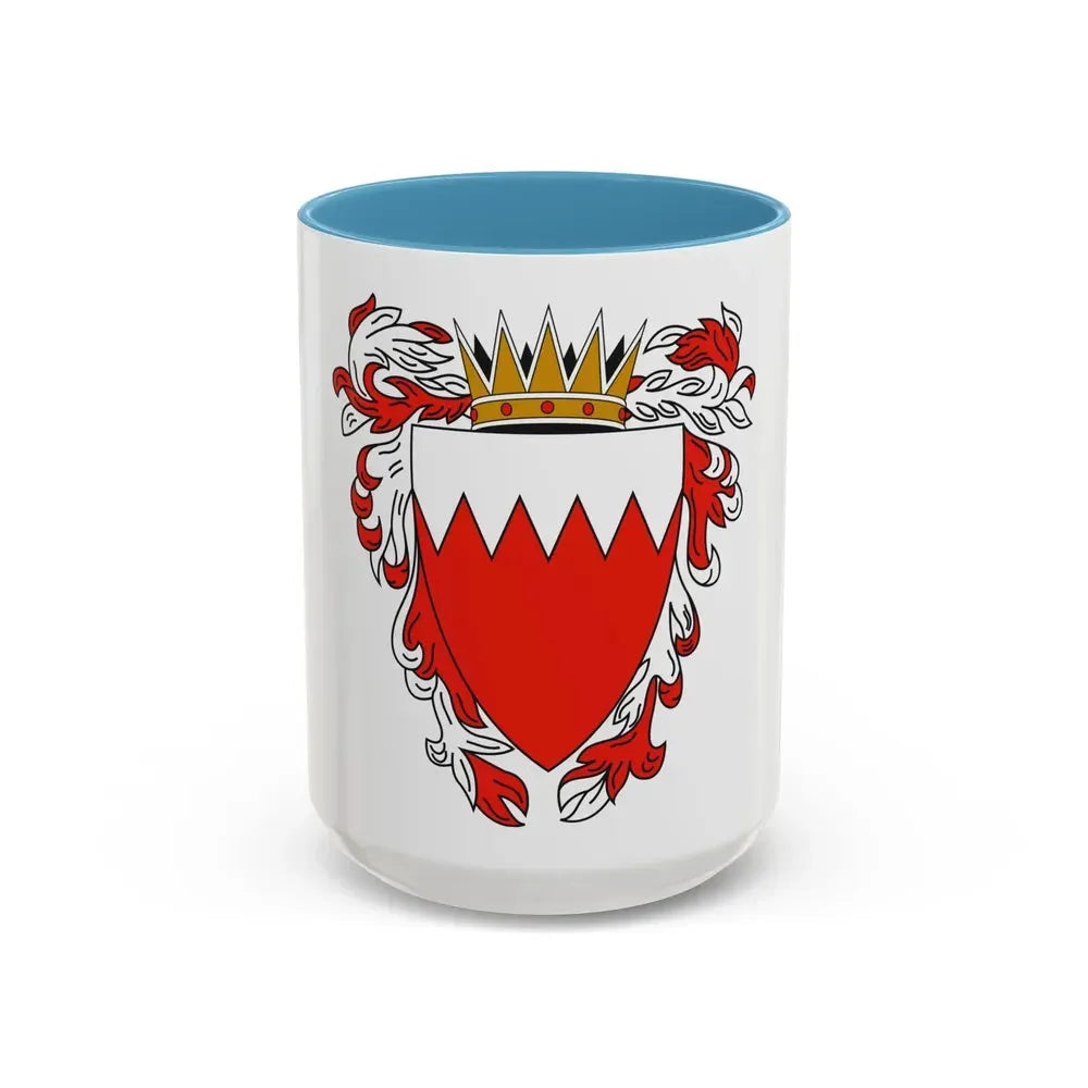 Coat of Arms of The Kingdom of Bahrain - Accent Coffee Mug 15oz Light Blue - Go Mug Yourself