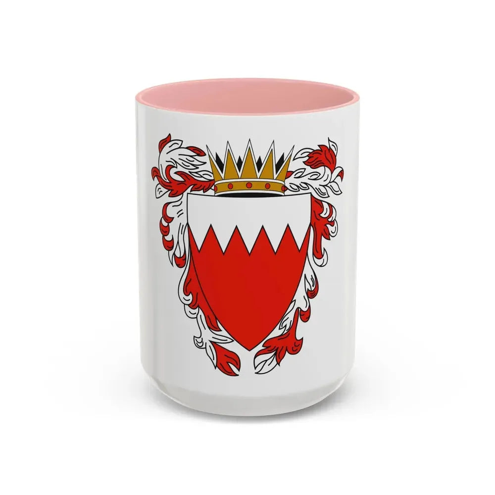 Coat of Arms of The Kingdom of Bahrain - Accent Coffee Mug 15oz Pink - Go Mug Yourself
