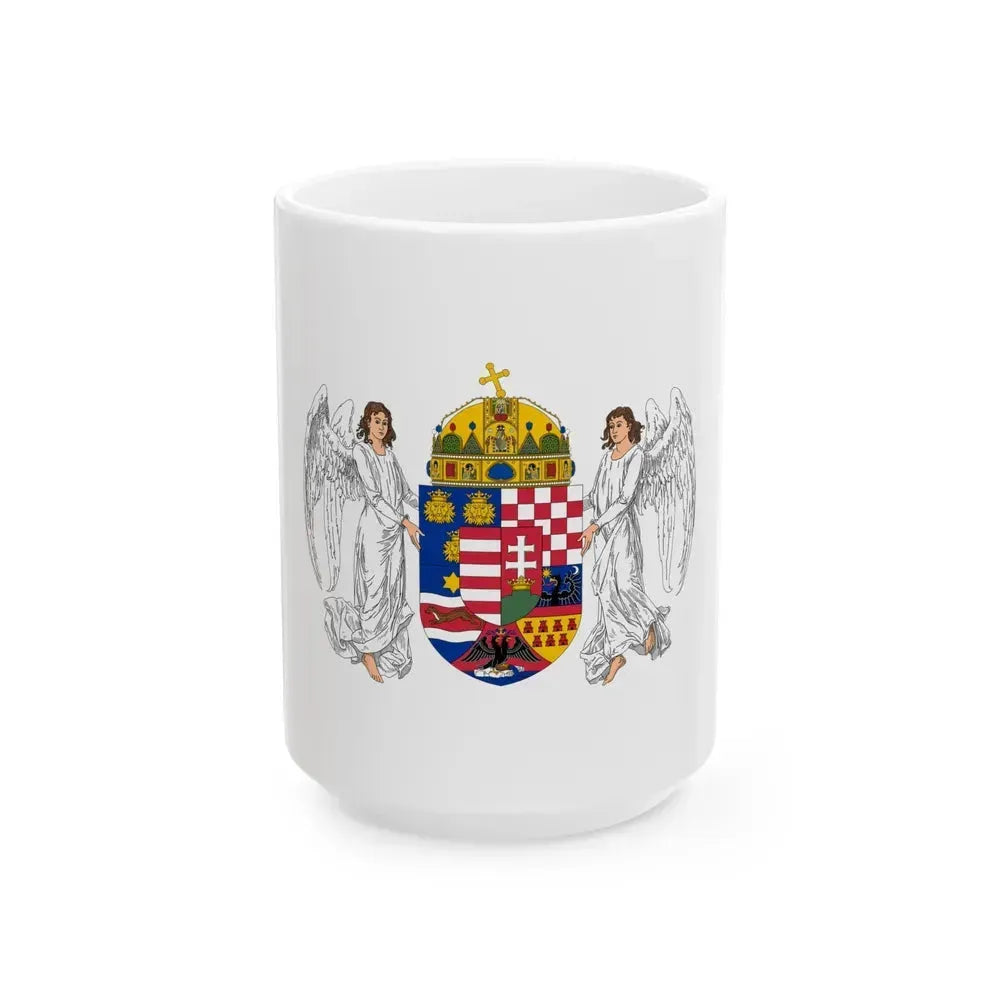 Coat of arms of the Lands of the Holy Hungarian Crown (1896-1915) - White Coffee Mug 15oz - Go Mug Yourself