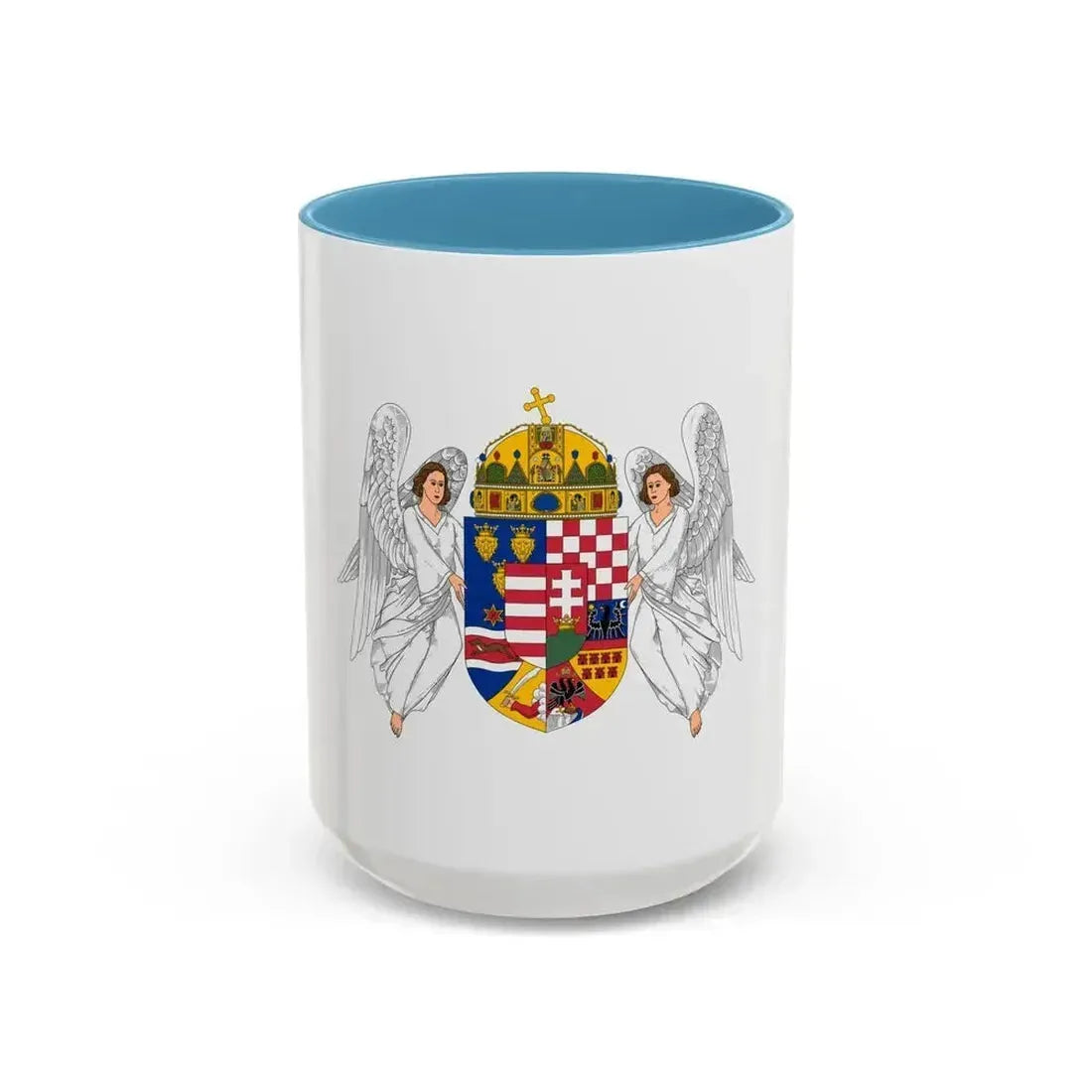 Coat of arms of the Lands of the Holy Hungarian Crown (1915-1918, 1919-1946) - Accent Coffee Mug 15oz Light Blue - Go Mug Yourself