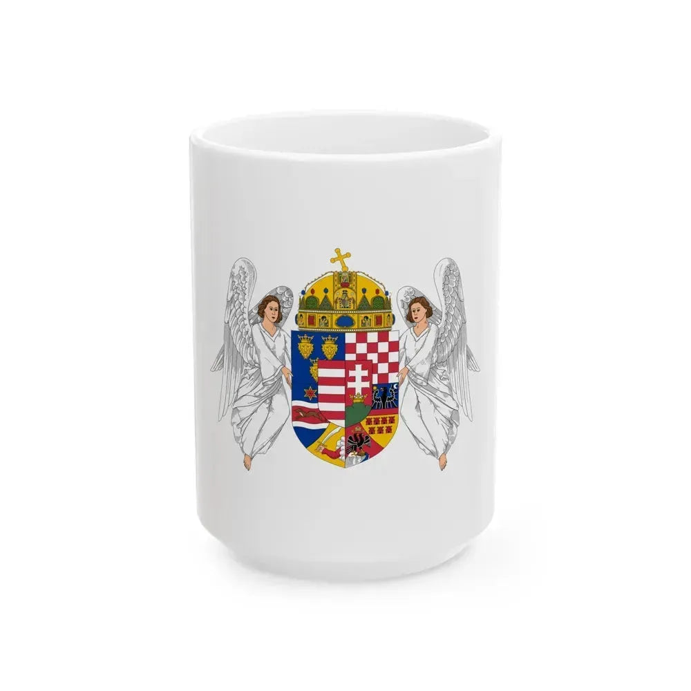 Coat of arms of the Lands of the Holy Hungarian Crown (1915-1918, 1919-1946) - White Coffee Mug 15oz - Go Mug Yourself