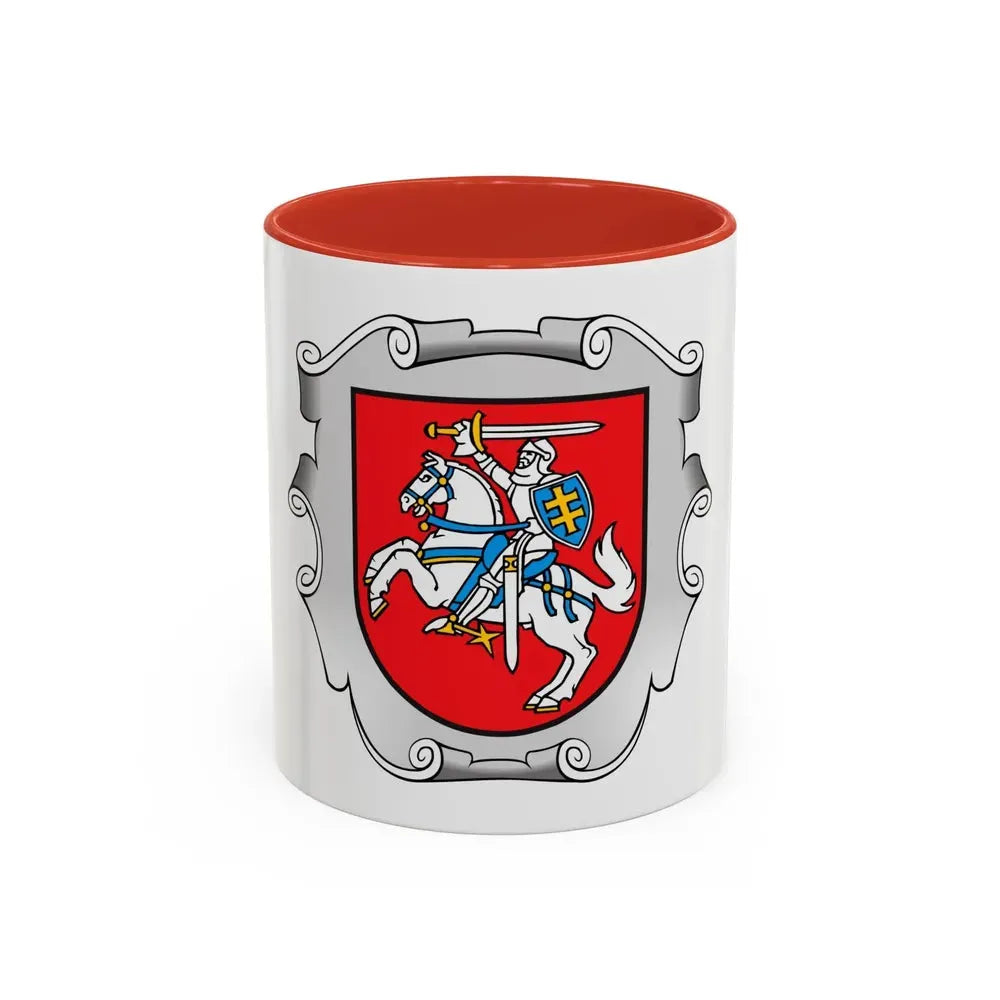 Coat of arms of the Ministry of the Interior of Lithuania - Accent Coffee Mug 11oz Red - Go Mug Yourself