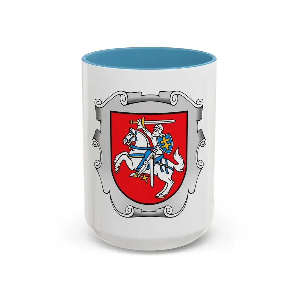 Coat of arms of the Ministry of the Interior of Lithuania - Accent Coffee Mug 15oz Light Blue - Go Mug Yourself