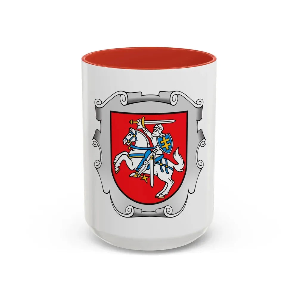Coat of arms of the Ministry of the Interior of Lithuania - Accent Coffee Mug 15oz Red - Go Mug Yourself