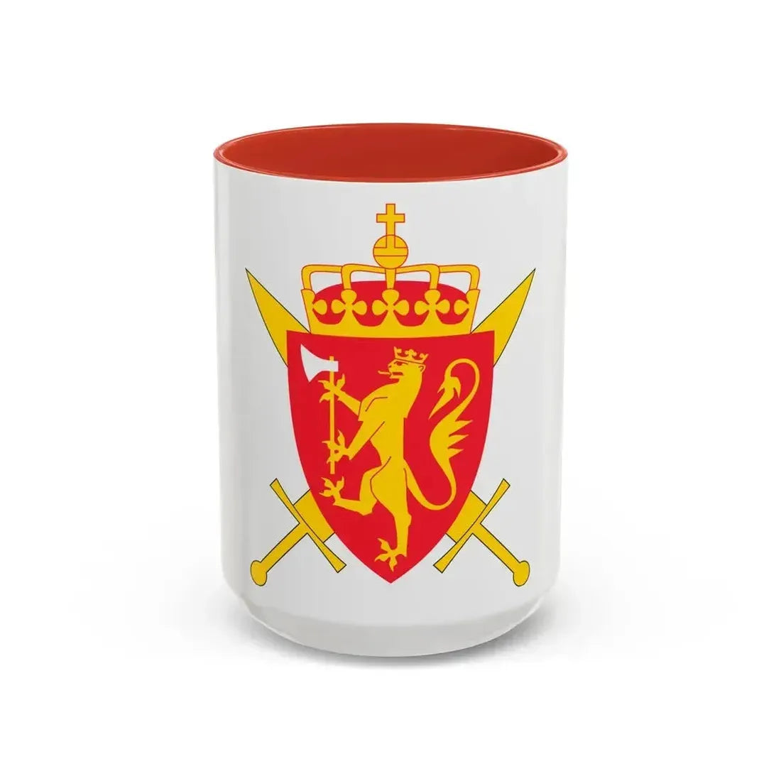 Coat of arms of the Norwegian Armed Forces - Accent Coffee Mug 15oz Red - Go Mug Yourself