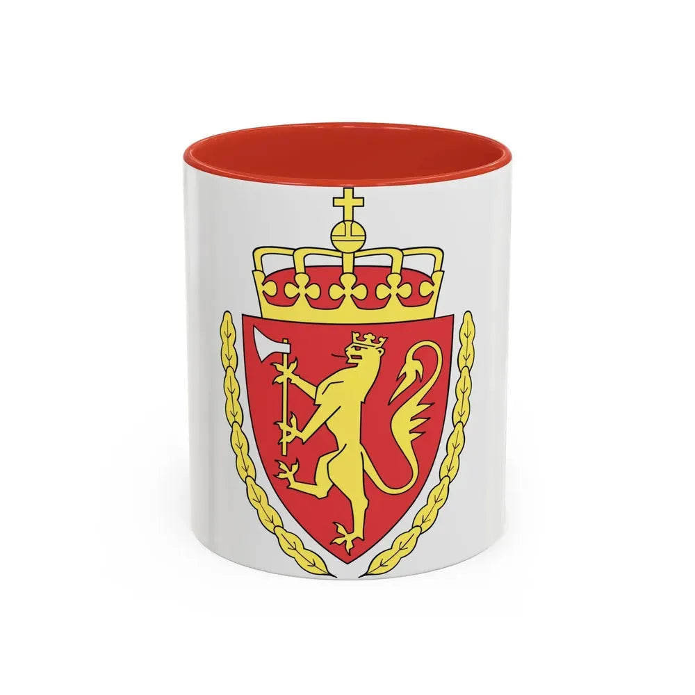 Coat of arms of the Norwegian Customs Service - Accent Coffee Mug 11oz Red - Go Mug Yourself