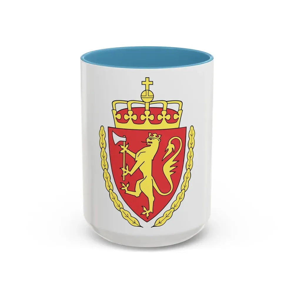 Coat of arms of the Norwegian Customs Service - Accent Coffee Mug 15oz Light Blue - Go Mug Yourself