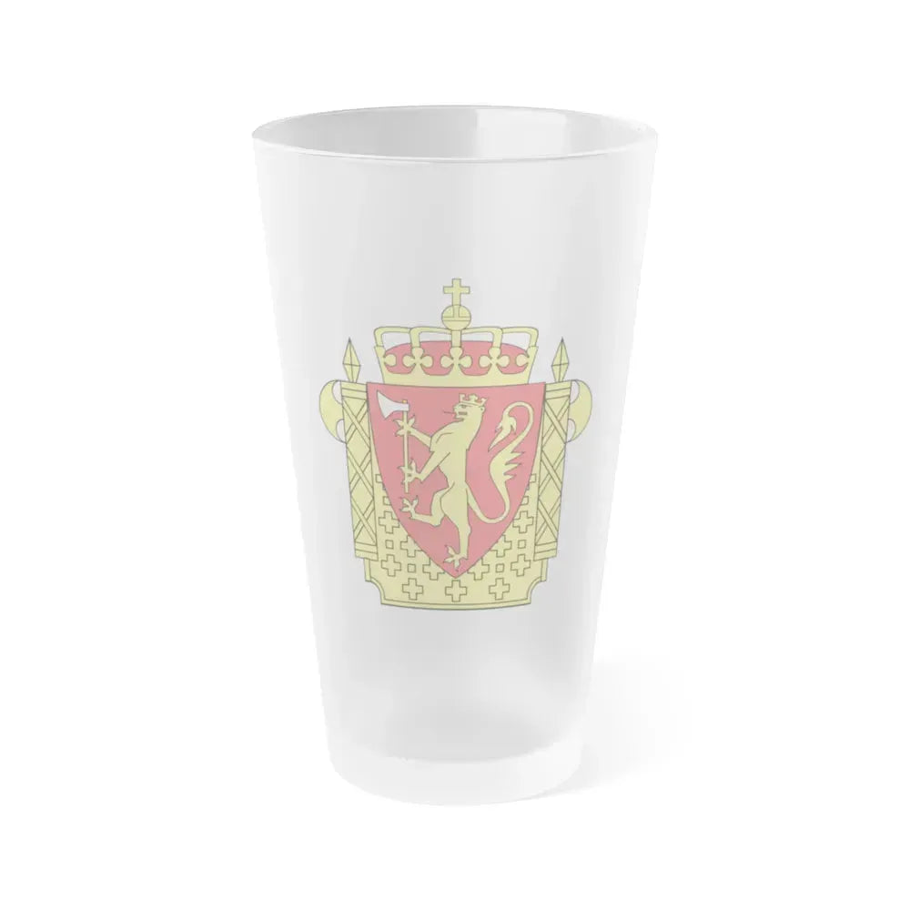Coat of arms of the Norwegian Police Service - Frosted Pint Glass 16oz 16oz Frosted - Go Mug Yourself