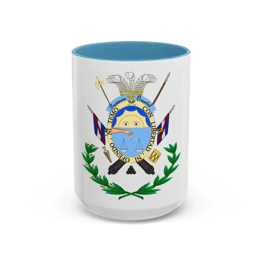 Coat of Arms of the Oriental Province - Accent Coffee Mug 15oz Light Blue - Go Mug Yourself