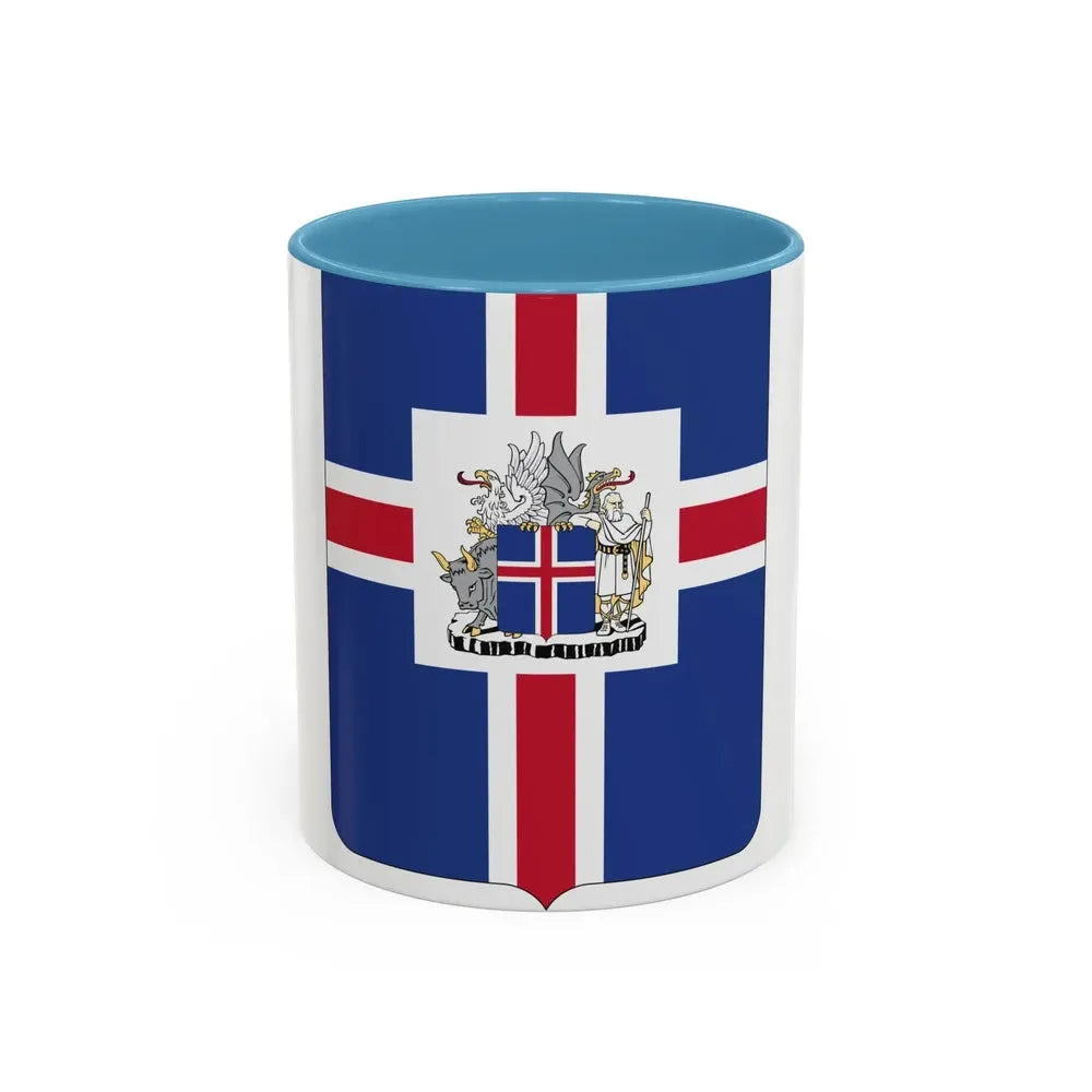 Coat of arms of the President of Iceland - Accent Coffee Mug 11oz Light Blue - Go Mug Yourself
