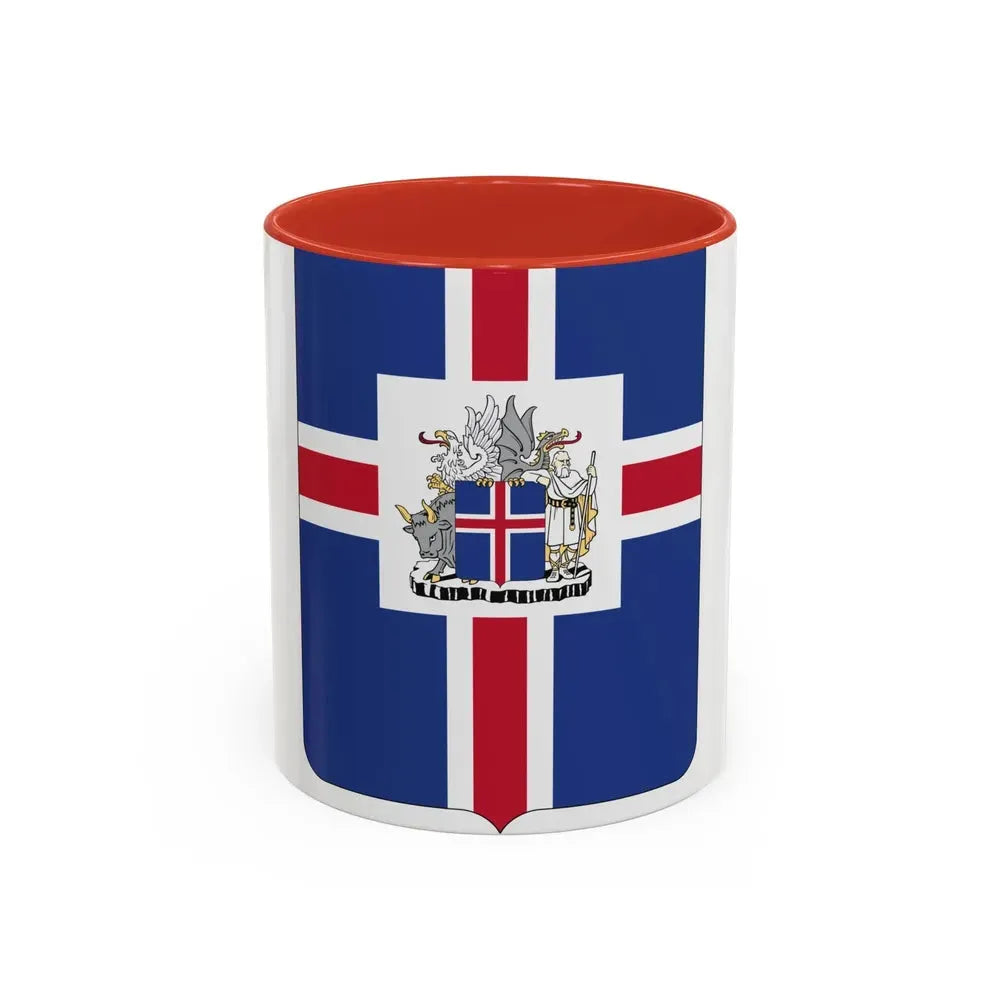 Coat of arms of the President of Iceland - Accent Coffee Mug 11oz Red - Go Mug Yourself