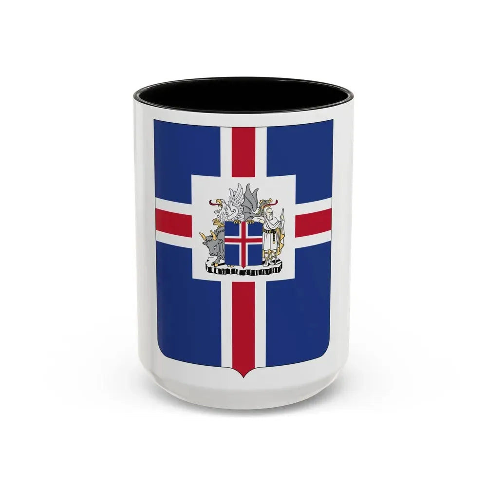 Coat of arms of the President of Iceland - Accent Coffee Mug 15oz Black - Go Mug Yourself