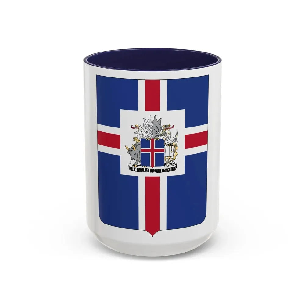 Coat of arms of the President of Iceland - Accent Coffee Mug 15oz Navy - Go Mug Yourself