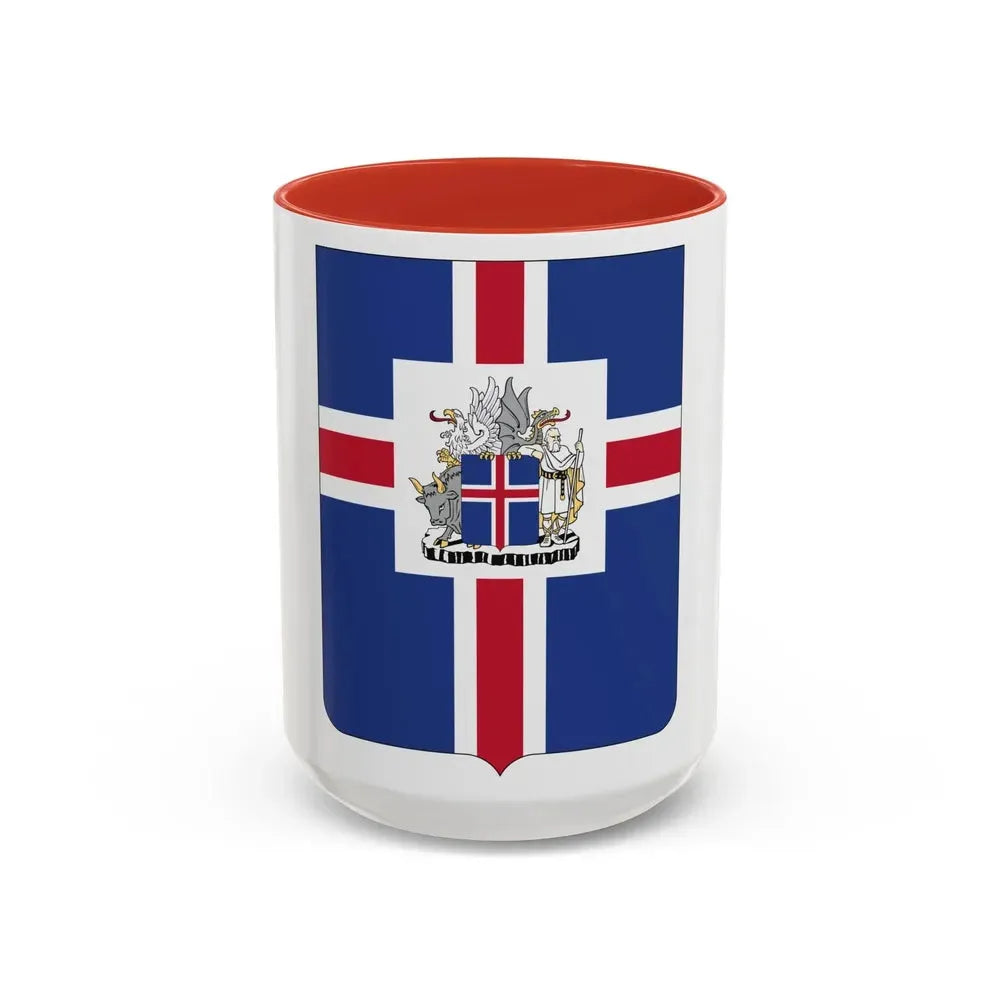 Coat of arms of the President of Iceland - Accent Coffee Mug 15oz Red - Go Mug Yourself
