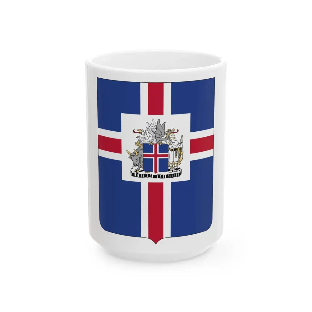 Coat of arms of the President of Iceland - White Coffee Mug 15oz - Go Mug Yourself