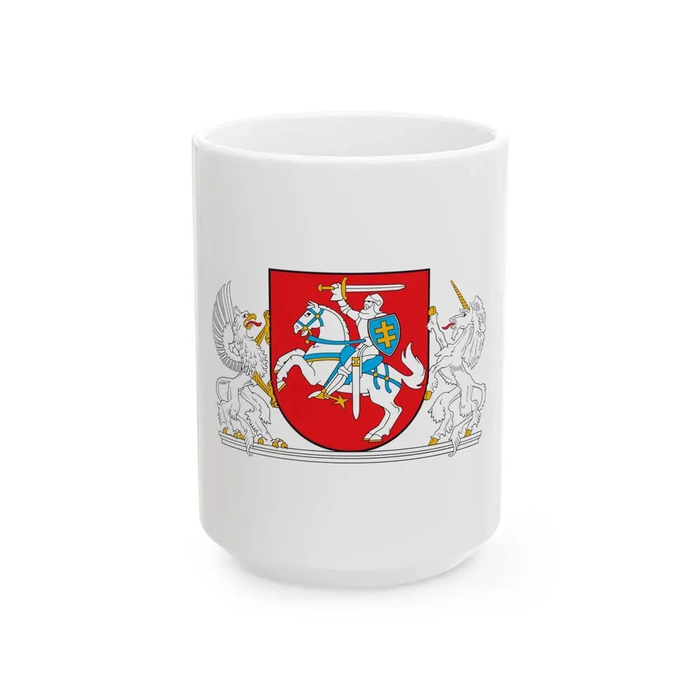Coat of arms of the President of Lithuania - White Coffee Mug 15oz - Go Mug Yourself
