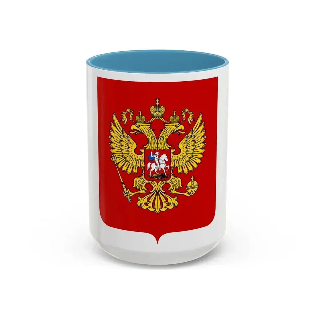 Coat of Arms of the Russian Federation - Accent Coffee Mug 15oz Light Blue - Go Mug Yourself