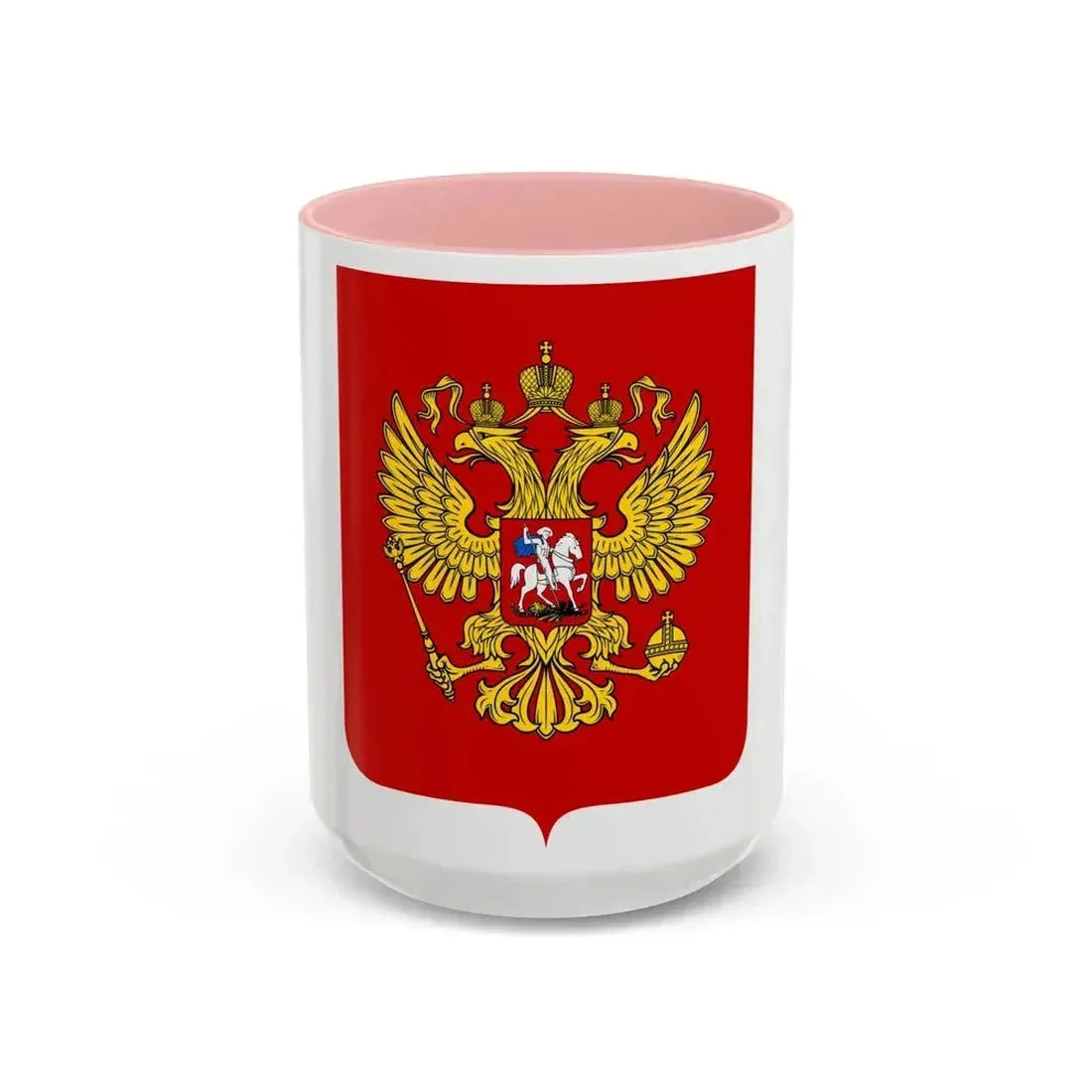 Coat of Arms of the Russian Federation - Accent Coffee Mug 15oz Pink - Go Mug Yourself