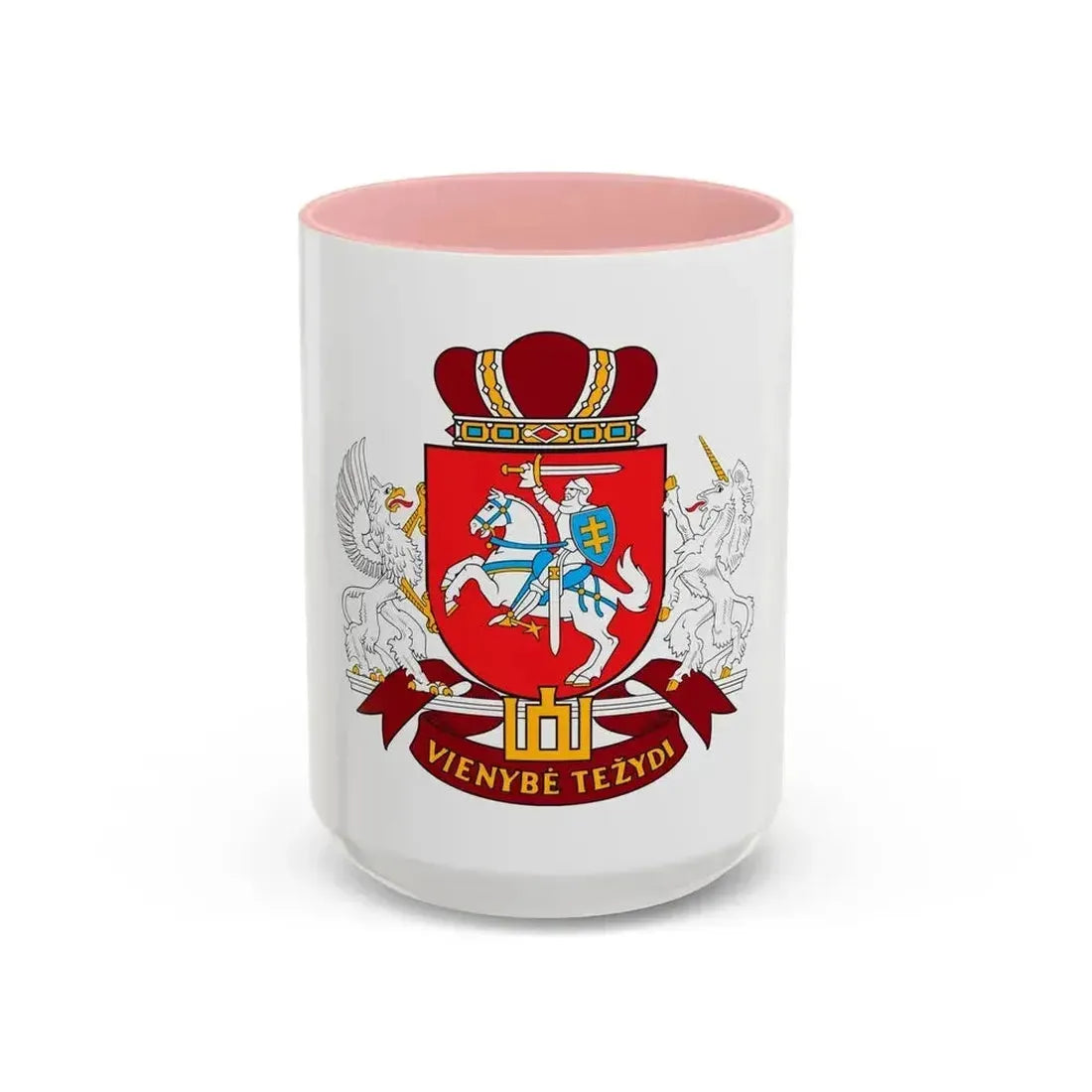 Coat of arms of the Seimas of Lithuania - Accent Coffee Mug 15oz Pink - Go Mug Yourself