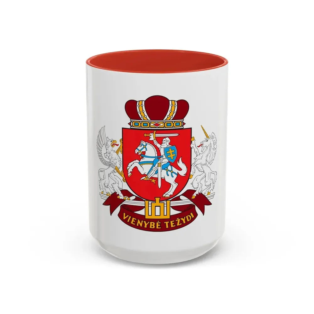 Coat of arms of the Seimas of Lithuania - Accent Coffee Mug 15oz Red - Go Mug Yourself